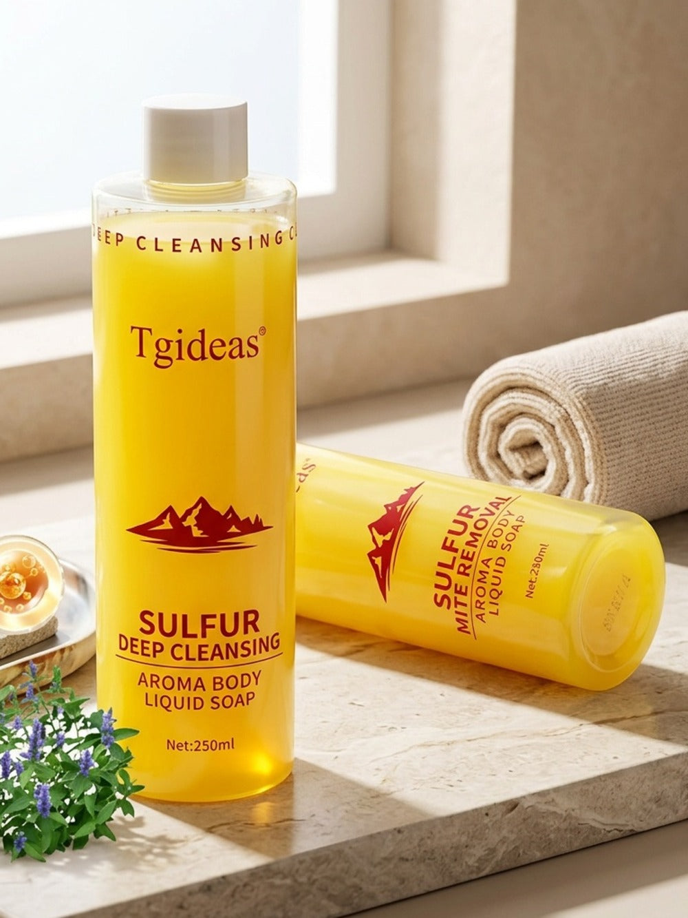 Sulfur Shampoo & Body Wash 2-in-1 Set — Scented Sulfur Soap Cleansing Liquid for Gentle Daily Scalp Purifying & Full Body Cleansing
