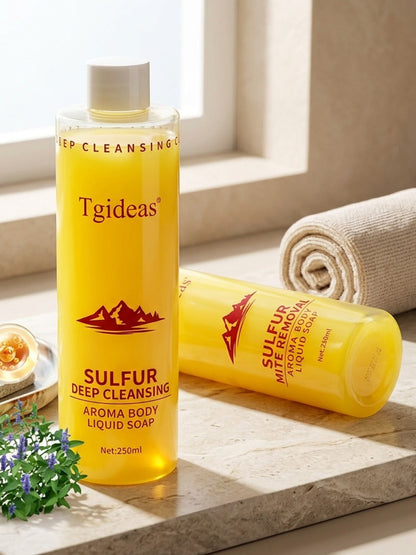 Sulfur Shampoo & Body Wash 2-in-1 Set — Scented Sulfur Soap Cleansing Liquid for Gentle Daily Scalp Purifying & Full Body Cleansing