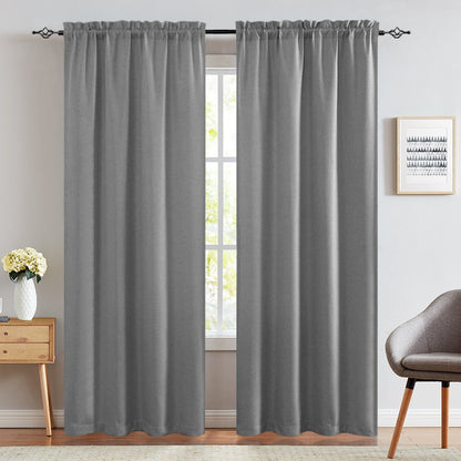 Two-Panel Solid Window Curtain Set with Rod-Pocket Top, 40 x 95-Inch Size and Two Color Options