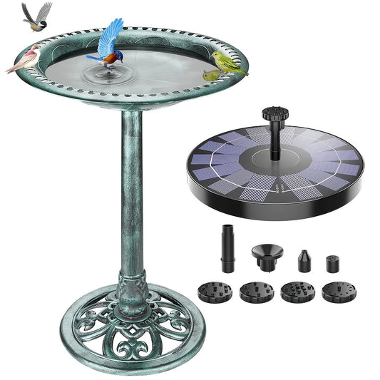 Solar Fountain | Bird Bath Set Vintage Outdoor Garden Pond Decor