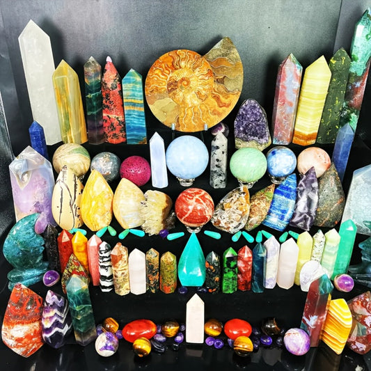 Crystal Gemstone Box Set 1LB – Bohemian Natural Raw Healing Stones Assorted Shapes Colorful Lucky Crystals Gift Set for Women