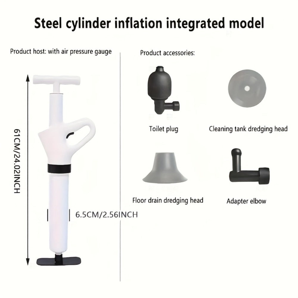 Drainage Spray Gun with Adjustable Pressure - Air Plunger Tool for Unclogging Toilets Sinks & Floor Drains