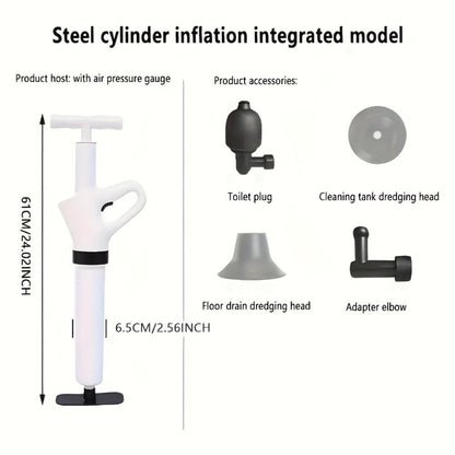 Drainage Spray Gun with Adjustable Pressure - Air Plunger Tool for Unclogging Toilets Sinks & Floor Drains