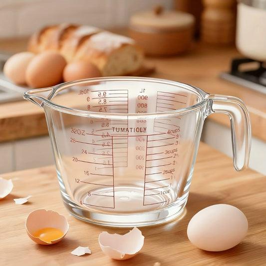 Glass Measuring Cups Set 1/3pcs Tempered Glass 11.83oz 16.91oz 33.81oz Transparent with Handle Dishwasher Microwave Freezer Oven Safe