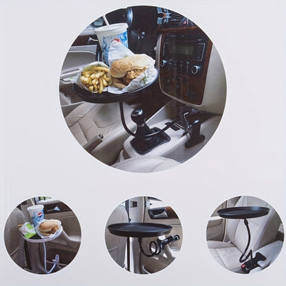 Car Seat Back Tray Table 360° Rotating - Foldable Food Drink Snack Organizer Tray for Car Interior, Non-Slip ABS Travel Tray for Road Trips