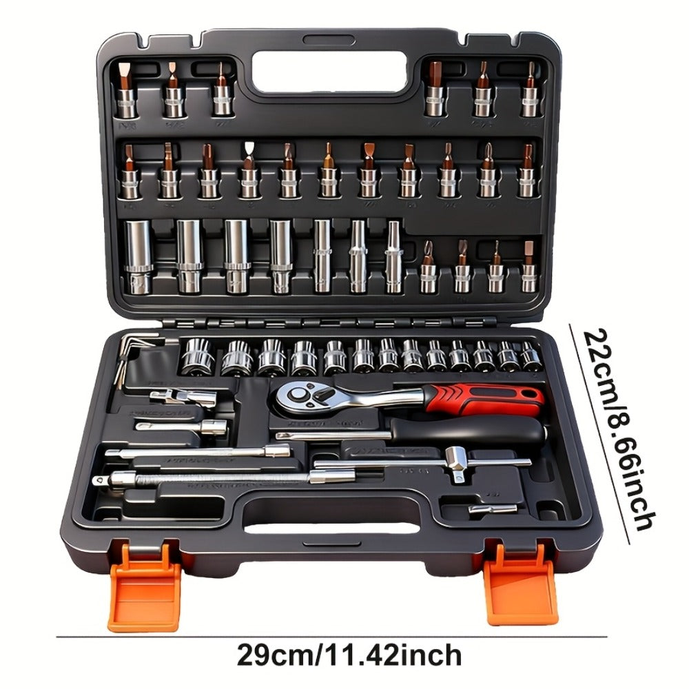 52-Piece Professional Tool Set – Multi-Function Home & Car Repair Toolkit with Portable Toolbox, Ideal Gift for DIY Enthusiasts and Auto Mechanics