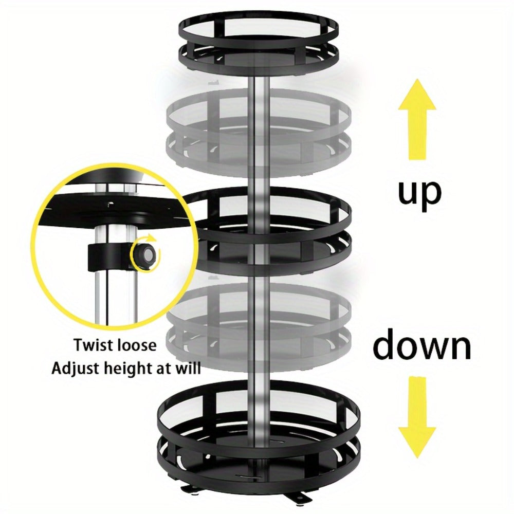 Lazy Susan Turntable Organizer Metal Rotating Spice Rack 1 2 3 Tier for Cabinet Kitchen Countertop Pantry Bathroom – Spinning Storage Rack with Suction Cup Feet & Labels