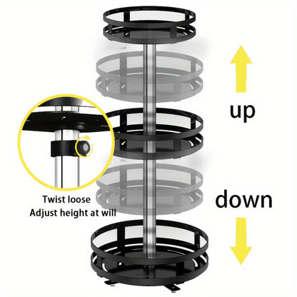 Lazy Susan Turntable Organizer Metal Rotating Spice Rack 1 2 3 Tier for Cabinet Kitchen Countertop Pantry Bathroom – Spinning Storage Rack with Suction Cup Feet & Labels