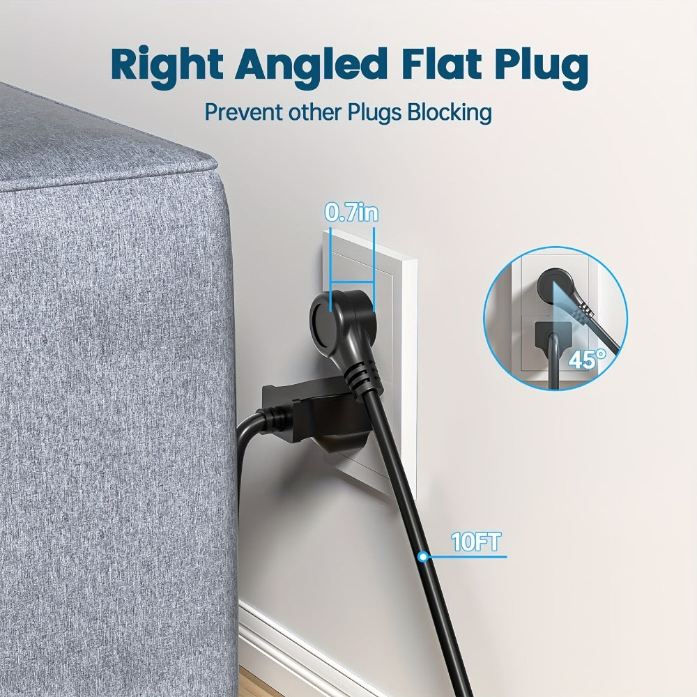 Night Light Power Tower Surge Protector 17-in-1, 12 AC Outlets & 5 USB Ports, 10.2ft Extension Cord, 4 Independent Switches, Overload Protection Charging Station for Home Office Dorm Room – White