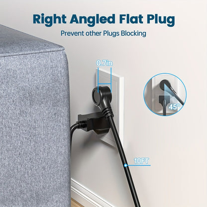 Night Light Power Tower Surge Protector 17-in-1, 12 AC Outlets & 5 USB Ports, 10.2ft Extension Cord, 4 Independent Switches, Overload Protection Charging Station for Home Office Dorm Room – White