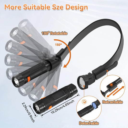 Hands-Free Neck Light LED Wearable Reading Light with Magnetic Base & Flexible Design – Portable Book Light for Reading, Crafting, Grilling, Repairs, Camping & Emergencies