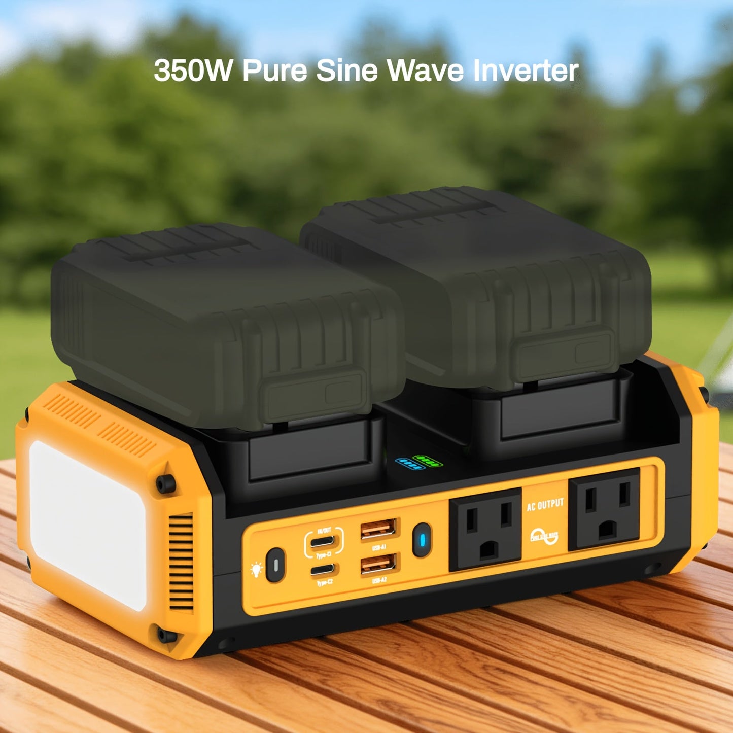 HASEED 350W Pure Sine Wave Power Inverter For DeWalt 20V Battery, 120V AC, 140W PD Fast Charging, Portable Power Station For Camping, Emergency, Outdoor (No Battery)