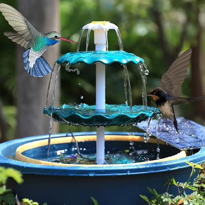 Three-Tier Solar Bird Bath Fountain with 3.5W Dark Green Option and Detachable Cascade Components