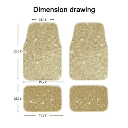 Crystal Bling Car Floor Mats for Women – Sparkling Diamond & Flash Glitter Universal Non-Slip Waterproof Auto Floor Pads, Fashionable Car Interior Accessory, 4/8pcs Set, Great Christmas Gift