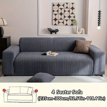 Sofa Cover Stretchy Washable Slipcover for 1 2 3 4 Seater Couch, Zigzag Textured Fabric, Scratch Slip Resistant Furniture Protector, Cream White Light Grey Dark Gray Coffee Brown