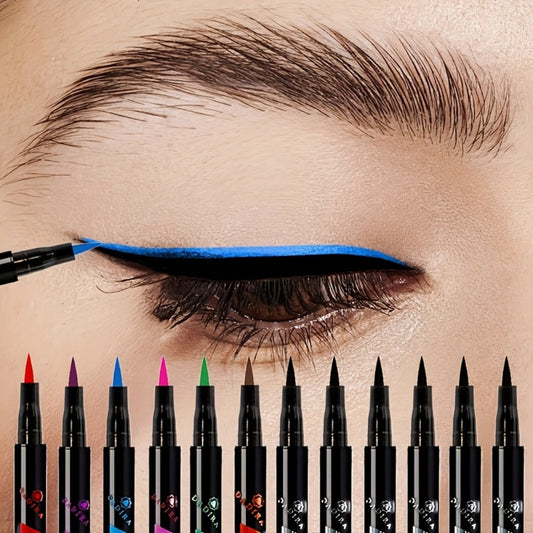 Fine Tip Liquid Eyeliner Pen 12-Pack – Long-Lasting Smudge-Free Precision Eye Liner, Natural Makeup Effect No Tingle Formula, All Skin Tones, Daily Wear Performances & Parties Women's Makeup Gift
