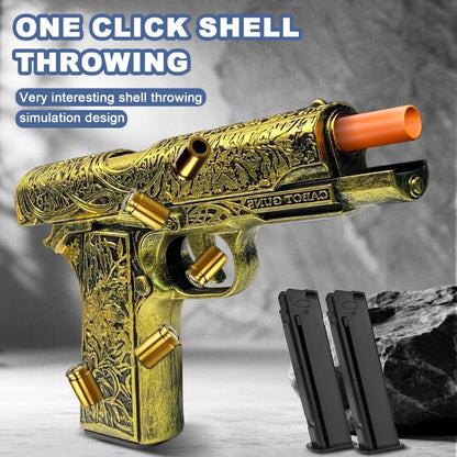 Soft Bullet Toy Gun with 120 Shells & Ejecting Shell System – Semi-Auto Rapid-Fire Pistol for Boys, 2 Magazines, Indoor Outdoor Shooting Game, Birthday Gift for Kids Ages 6+