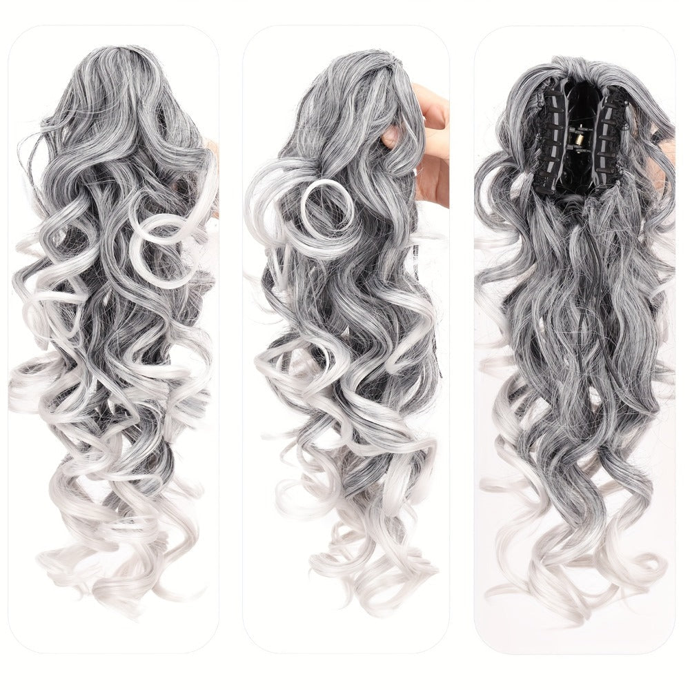 Hair Extensions Kinky-Curly 16-Inch Synthetic Ponytail with Claw Clip and Seven Color Options
