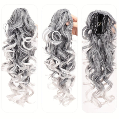 Hair Extensions Kinky-Curly 16-Inch Synthetic Ponytail with Claw Clip and Seven Color Options