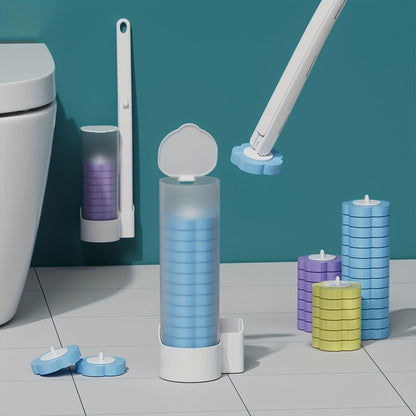 Disposable Toilet Brush Set with Replaceable Heads - 7-Piece Bathroom Cleaning Kit, Portable & Durable