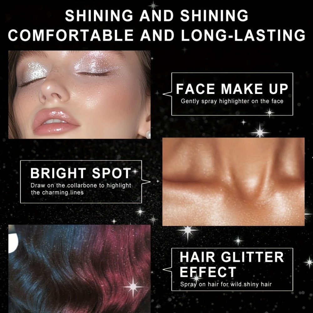 Two- or Three-Piece Body Glitter Spray Set for Hair and Skin in Source-Labeled Pack Options