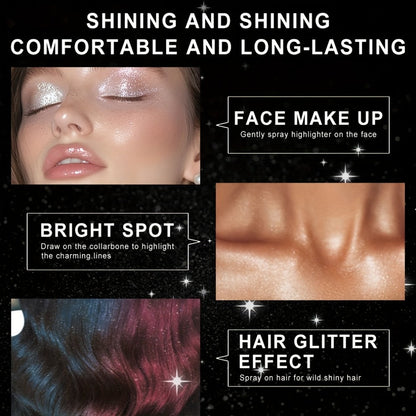 Two- or Three-Piece Body Glitter Spray Set for Hair and Skin in Source-Labeled Pack Options