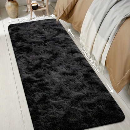 Tie-Dye Plush Bath Mat Runner, 80 x 200cm with Long-Pile Surface in Light Grey, Dark Gray, Light Pink or Black