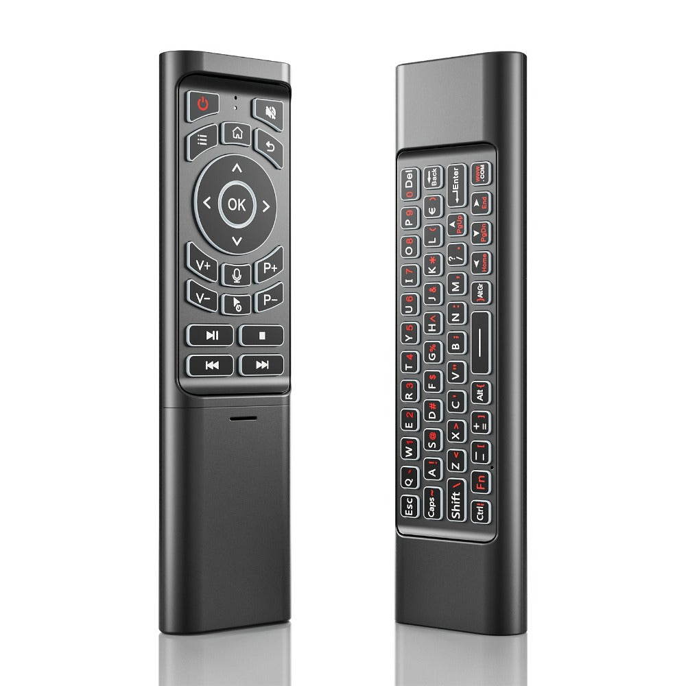 Mini Wireless Keyboard Remote Control Tri-Mode - Bluetooth & 2.4G Dual Channel, 7-Color Backlight, Gyroscope, Infrared Learning, Multi-Device Switching, Voice Command, PC Android TV Compatible