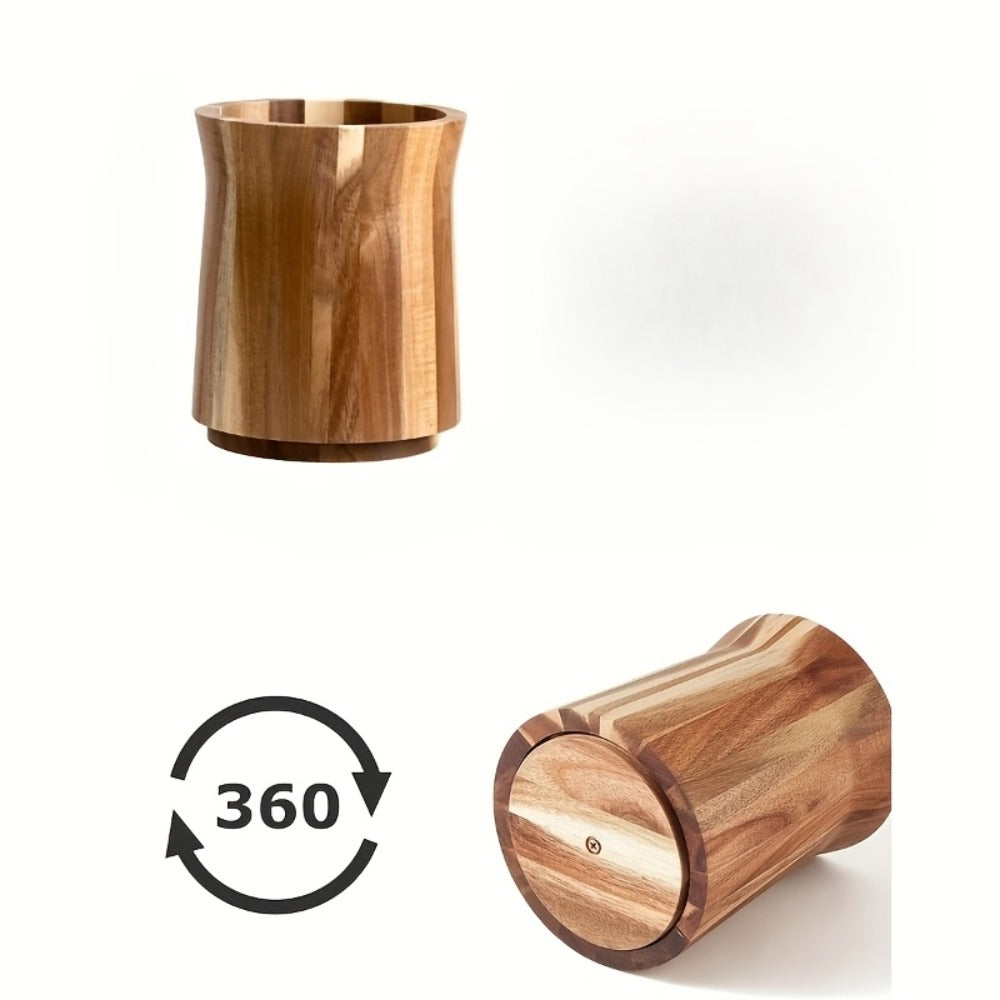 Utensil Holder & Chopstick Organizer - Wall-Mounted Wood Cutlery Storage, No Screws or Adhesive