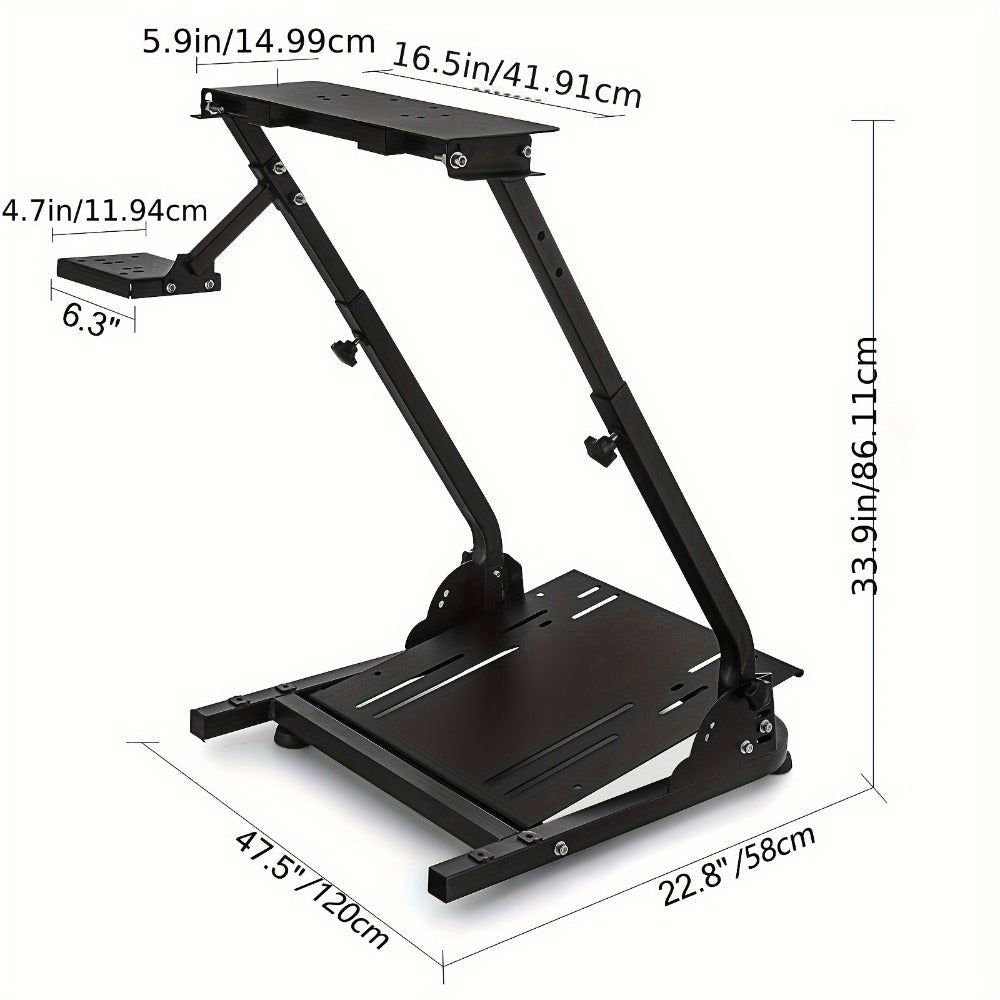 Racing Wheel Stand Height Adjustable 22"-30" Steel Driving Simulator Cockpit – Compatible with Logitech G25 G27 G29 G920, Thrustmaster T300RS TX T500RS & All Fanatec Wheels, Includes Gear Shifter Mount