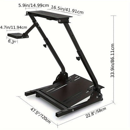 Racing Wheel Stand Height Adjustable 22"-30" Steel Driving Simulator Cockpit – Compatible with Logitech G25 G27 G29 G920, Thrustmaster T300RS TX T500RS & All Fanatec Wheels, Includes Gear Shifter Mount