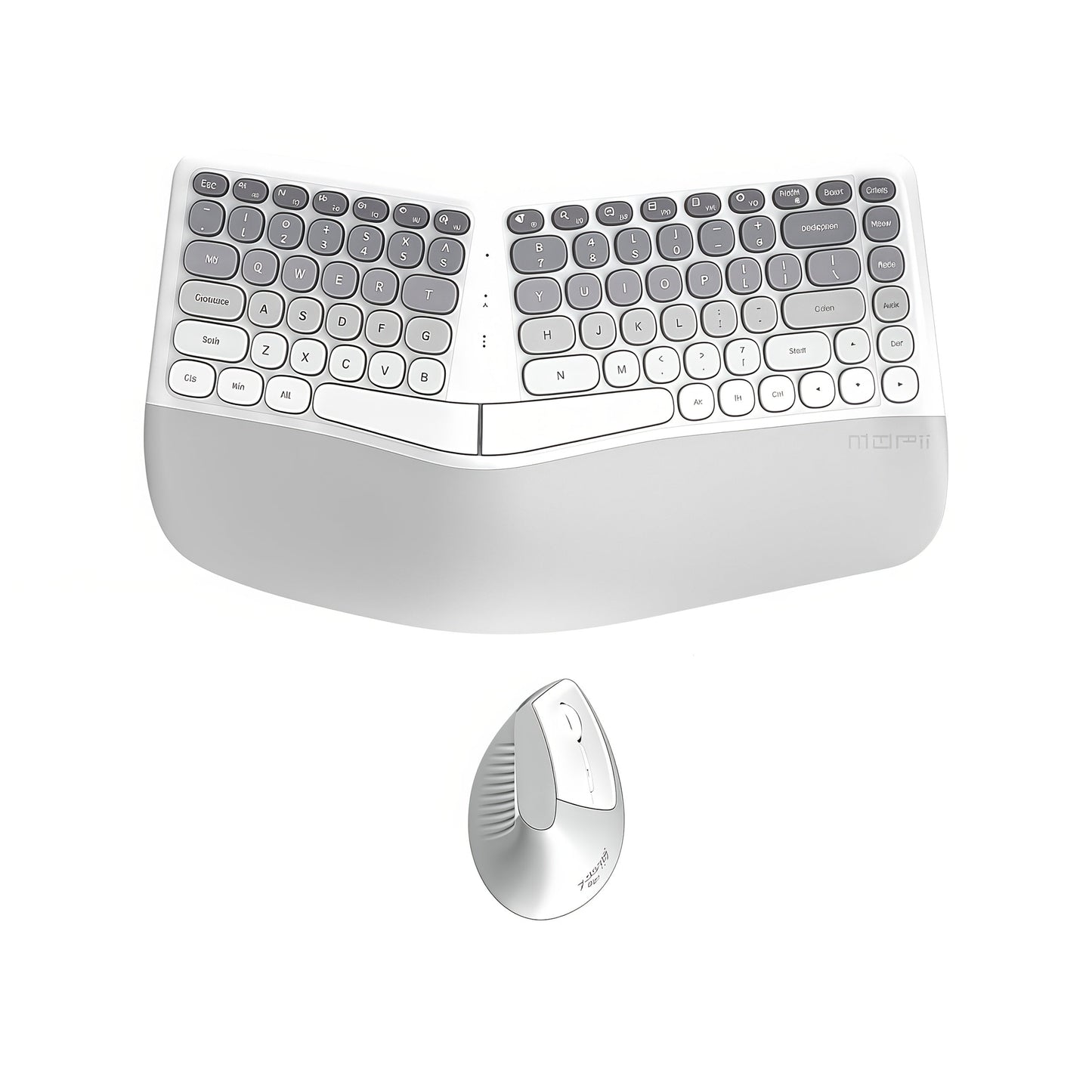 Ergonomic Wireless Keyboard and Mouse Combo with Wrist Support Anti-RSI Silent Keys 2.4GHz Plug-and-Play Gray Gradient Design for Office Home Remote Work Typing Comfort (KLZO)