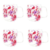 4 petal-shaped glass cups