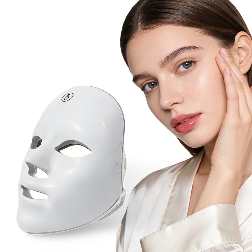 LED Facial Beauty Device 7-Color Light Therapy Portable At-Home Skincare Tool — USB Rechargeable Skin Rejuvenation Anti-Aging Face Care Gift for Women
