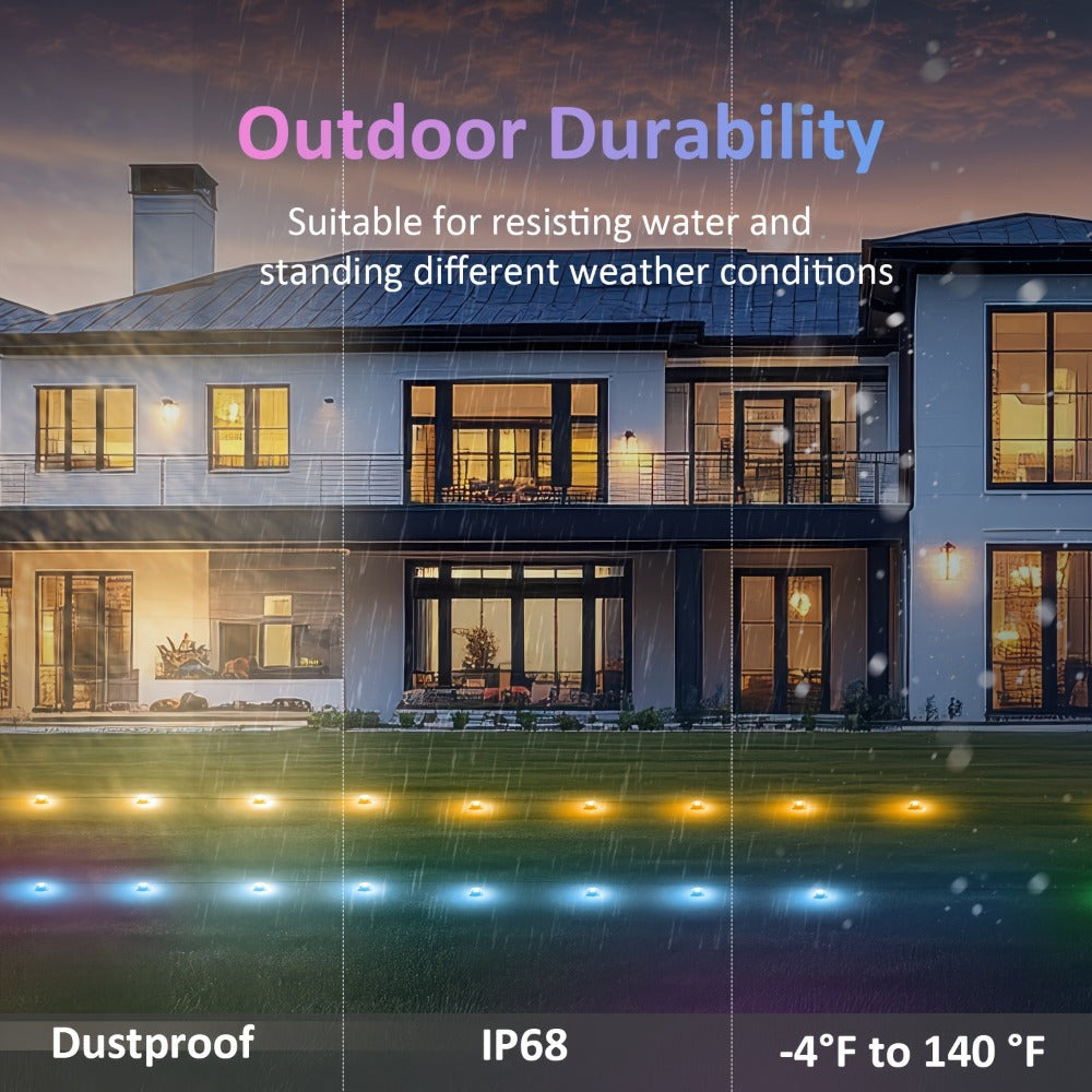 RGB Outdoor Pathway Lights 16 Million Color Changing Music Sync - Remote & APP Control Timer Waterproof 50FT to 200FT Ground Lights for Lawn Yard Garden Patio Christmas Halloween Party Decoration