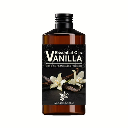Vanilla Essential Oil 100ml Pure Natural Aromatherapy Plant Extract — Diffuser Massage Skin Care Relaxation Stress Relief Calming Scent Home Fragrance Gift