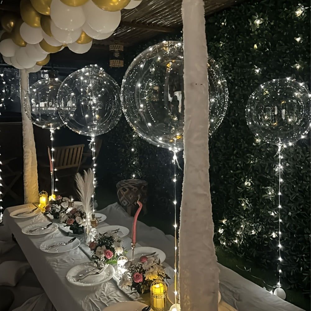 LED Bubble Balloon Party Supplies Set with 20 Clear Balloons, 20 Light Strings and Two Light Colors