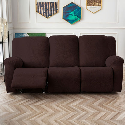 Jacquard Stretch Sofa Recliner Cover Big Leaves - High Stretch Soft Washable Slipcover for 1 2 3 Seat Loveseat with Console Furniture Protector Home Decor, 6 Colors