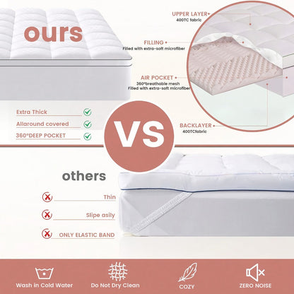 Mattress Protector Quilted Deep Pocket 8-21 Inch Stretch Fit Mattress Cover Pad for Twin Full Queen King California King – Soft Breathable Machine Washable Bed Cover