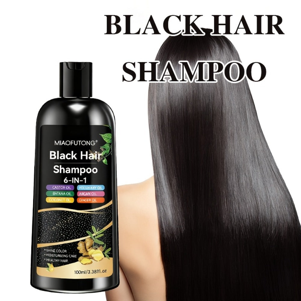 Hair Color Shampoo, MIAOFUTONG 6-in-1 100ml Black Color Bottle with a Single-Bottle Option