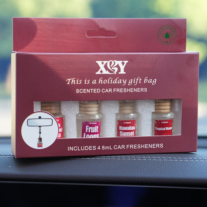 Car Air Freshener 4-Bottle Gift Set – Hanging Diffuser with 60-Day Lasting Fragrance, Multiple Scent Styles for Car Interior, Perfect Holiday Gift for Friends & Family