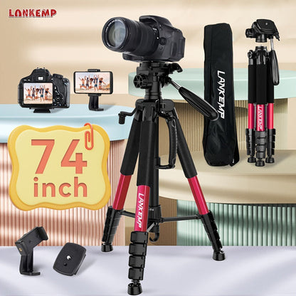 ALEiMON 74-Inch Tripod with Dual Quick Release Plate – Heavy-Duty Aluminum Alloy Camera Stand with Phone Clip & Carry Bag for DSLR, Mirrorless, Projector, Spotting Scope & Webcam