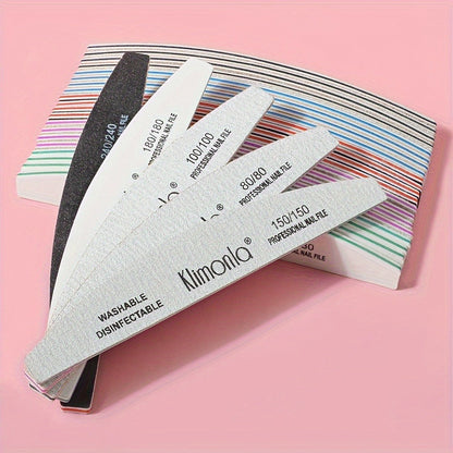 10-Piece Mixed Half-Moon Nail File Set with 80/80, 100/100, 150/150, 180/180 and 240/240 Grit Labels