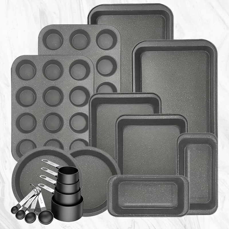 Mixed-Color Bakeware Set with 2–18 Pieces, Cake and Muffin Pans, Trays, Racks and Tools Pictured