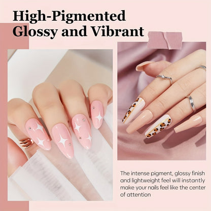 Acrylic Nail Kit NOCIS Four 10g Pink and Warm Neutral Powders with Liquid Monomer, Three Brushes and File