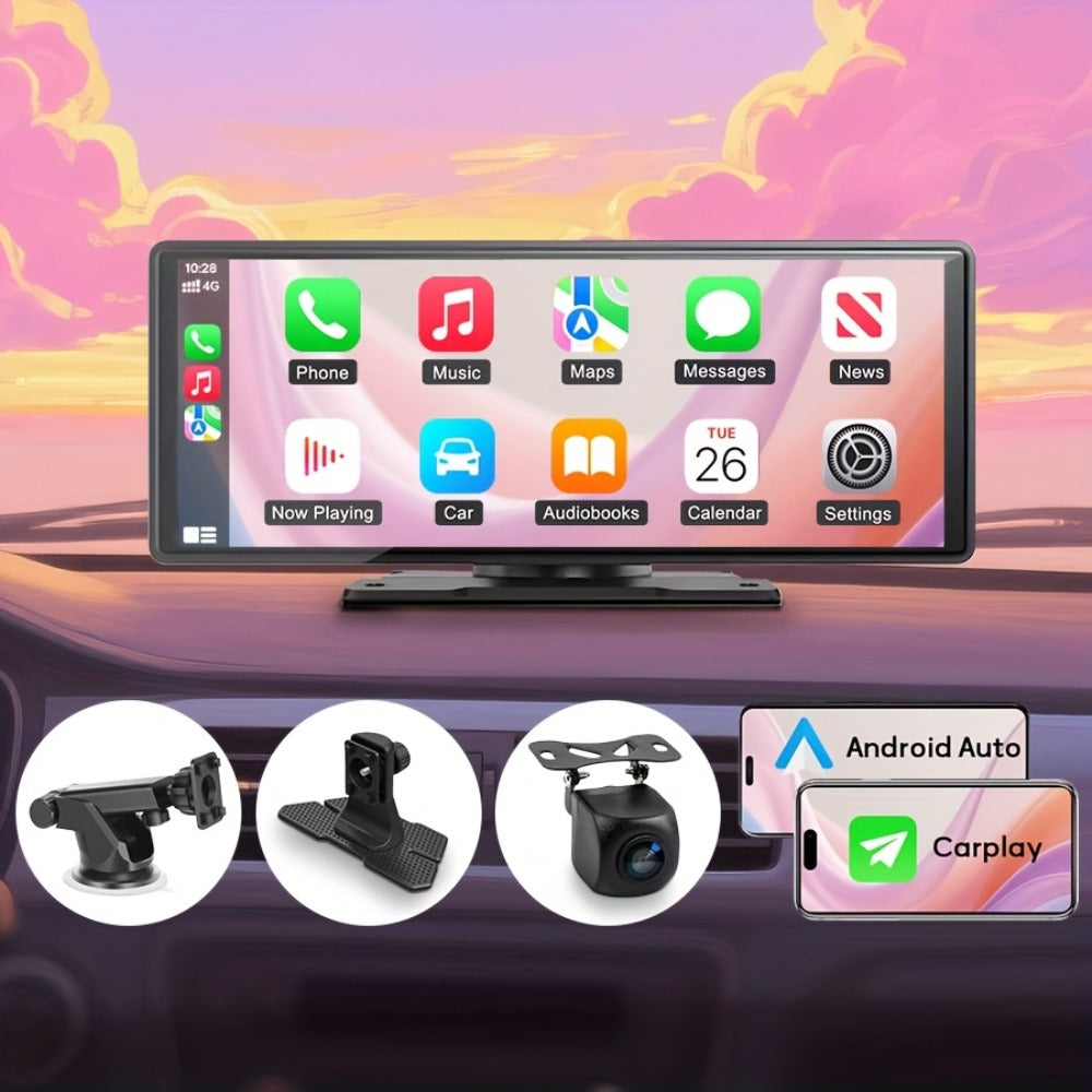 Wireless CarPlay & Android Auto Car Display - 7" & 10.62" HD Touchscreen, GPS Navigation, 1080P Reversing Camera, Dashcam, Mirror Link, FM/AUX/USB, Universal Fit for Cars RV Truck Van