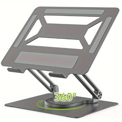 Adjustable Laptop Stand with 360-Degree Rotating Base, Ergonomic Foldable Laptop Holder for MacBook Pro Air and Laptops Up to 17 Inches, Home Office Desk Riser