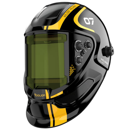 Auto-Darkening Welding Helmet - 3.94" x 3.66" Large View, True Color 1/1/1/1 Optical Clarity, Solar Powered, 4 Arc Sensors, Shade 4-5/5-9/9-13 for Stick TIG MIG Welding