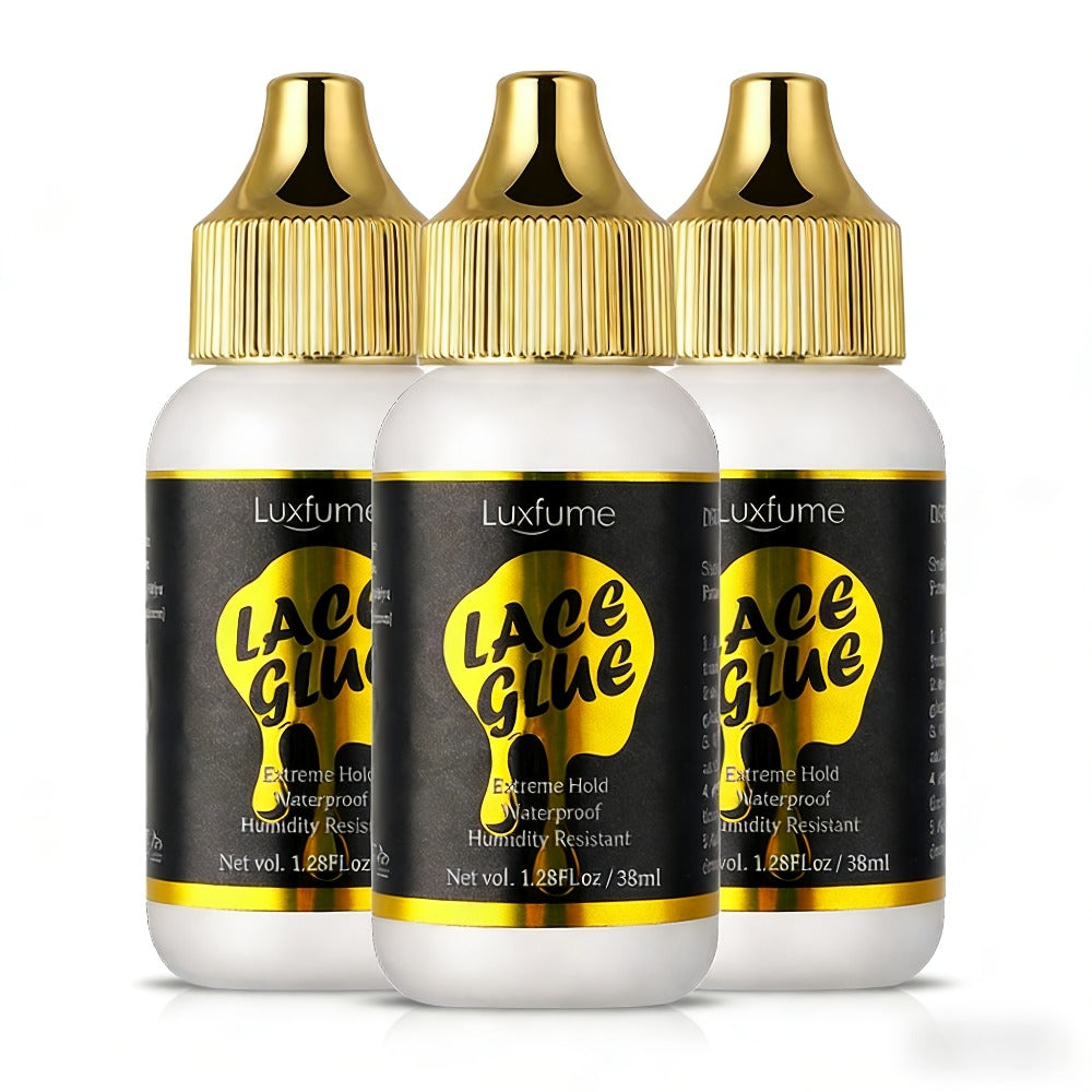 Lace Front Wig Glue Waterproof Extreme Hold 3-Pack Invisible Clear Drying Liquid Adhesive for HD Lace Swiss Lace Wigs & Hairpieces 100ml Per Bottle Long Lasting Secure Bond