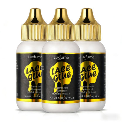 Lace Front Wig Glue Waterproof Extreme Hold 3-Pack Invisible Clear Drying Liquid Adhesive for HD Lace Swiss Lace Wigs & Hairpieces 100ml Per Bottle Long Lasting Secure Bond